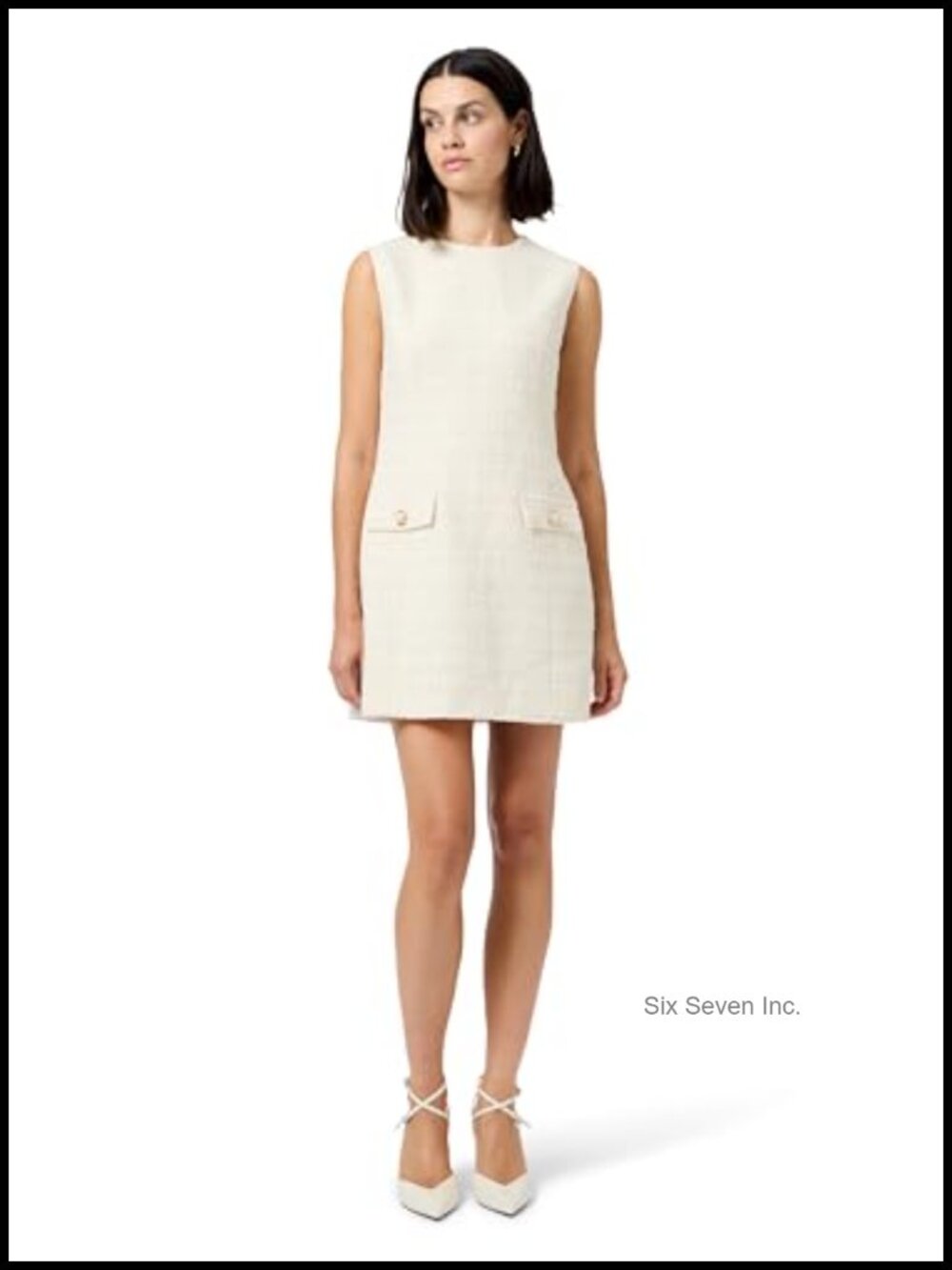 Structured Tweed Mini Dress with Pockets